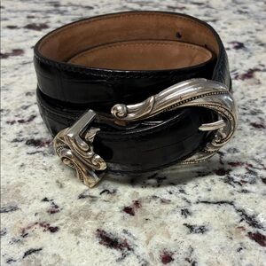 Brighton Black and Tan Leather Belt